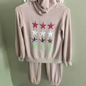 NWOT Wildfox Pink Stars Lounge SET Pants Hoodie